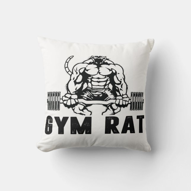 Gym Rat Throw Pillow (Front)