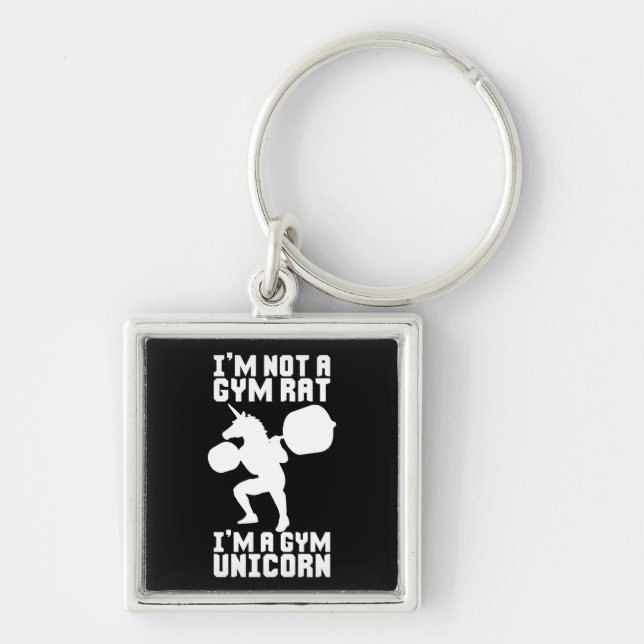 Gym Rat vs Gym Unicorn - Funny Workout Inspiration Keychain (Front)