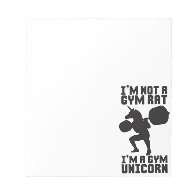 Gym Rat vs Gym Unicorn - Funny Workout Inspiration Notepad (Front)