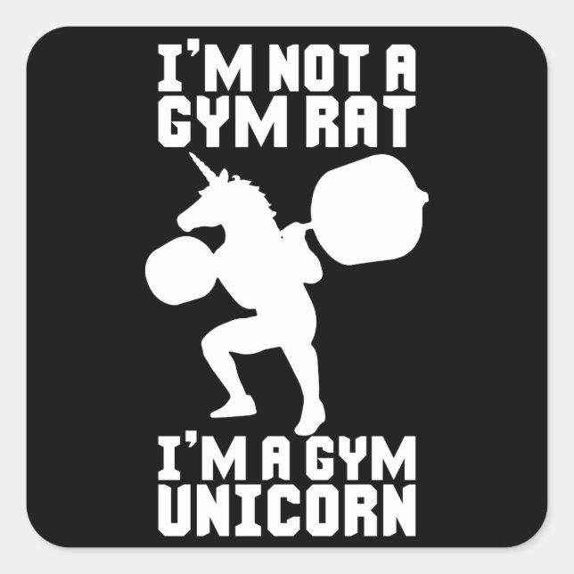 Gym Rat vs Gym Unicorn - Funny Workout Inspiration Square Sticker (Front)