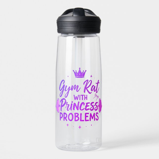 Gym Rat with Princess Problems Fitness Water  Bottle (Front)