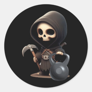 Gym Reaper Grim Reaper Deadlifts Workout Halloween Classic Round Sticker