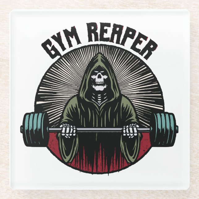 Gym Reaper Workout Glass Coaster (Front)