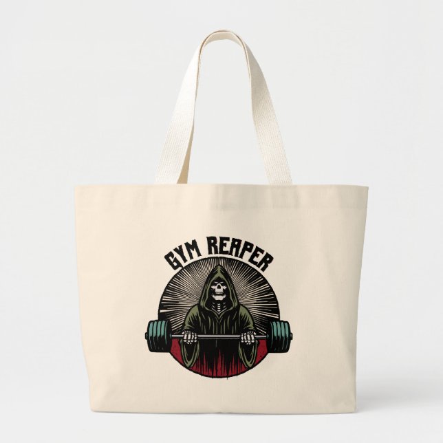 Gym Reaper Workout Large Tote Bag (Front)