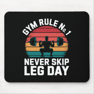 Gym Rule No1 Never Skip Leg Day Retro Bodybuilding Mouse Pad