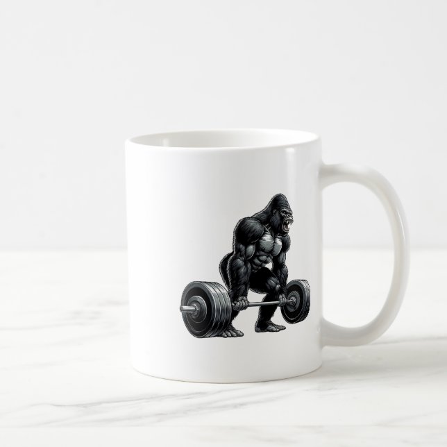 Gym Squad Fitness Group Gorilla Weightlifting Work Coffee Mug (Right)