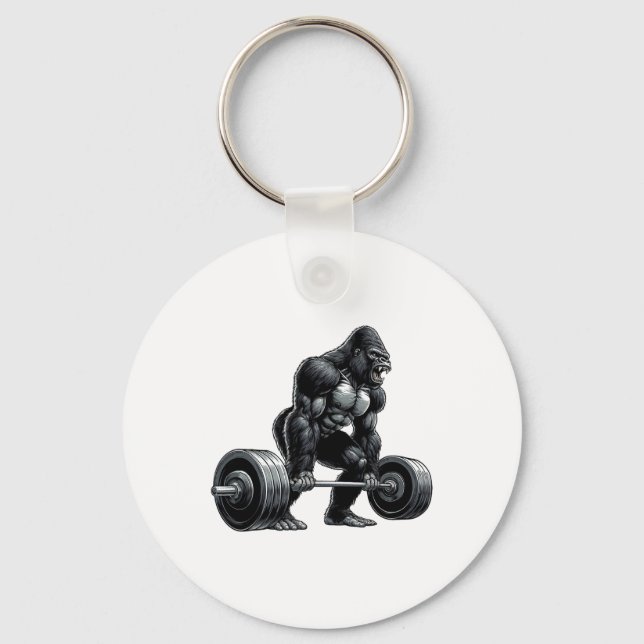 Gym Squad Fitness Group Gorilla Weightlifting Work Keychain (Front)