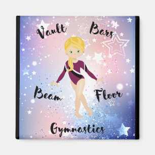 Gym Star Blonde, Green Eyes, Burgundy Leotard      Magnet