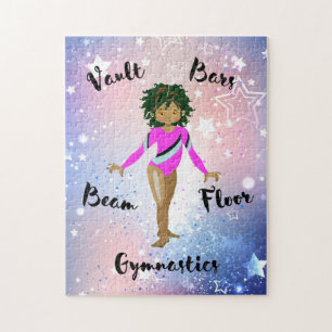 Gym Star Hispanic, Brown Eyes, Fuchsia Leotard   Jigsaw Puzzle