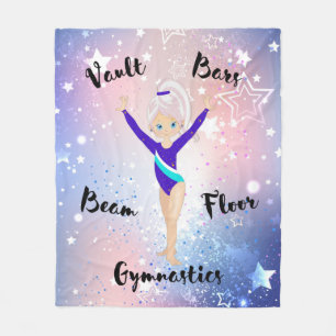 Gym Star Pink Stripe, Blue Eyes, Blue Dazzle Leo Fleece Blanket