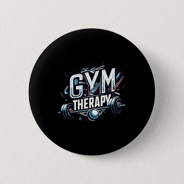 Gym Therapy Session - Bodybuilding Fitness Lifter  2 Inch Round Button (Front)