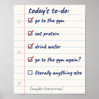 Gym To Do List Funny Notebook Poster