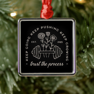 Gym trust the process keep going retro black metal ornament