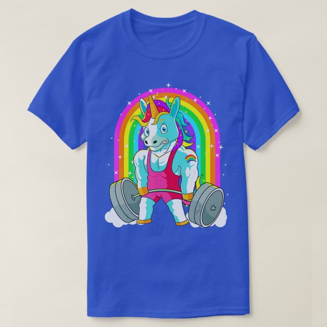 Gym Unicorn Deadlift Weightlifting Workout Pride M T-Shirt (Design Front)