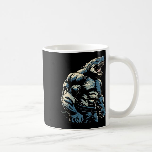 Gym Workout Bodybuilding Shark  Coffee Mug (Right)