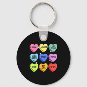 Gym workout candy heart valentine's fitness keychain