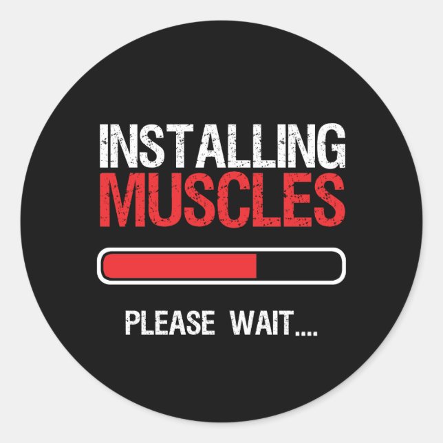 Gym Workout Fitness Body Builder Installing Muscle Classic Round Sticker (Front)