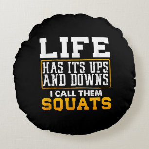 Gym Workout Weights Squat Men Women Round Pillow