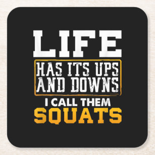 Gym Workout Weights Squat Men Women Square Paper Coaster