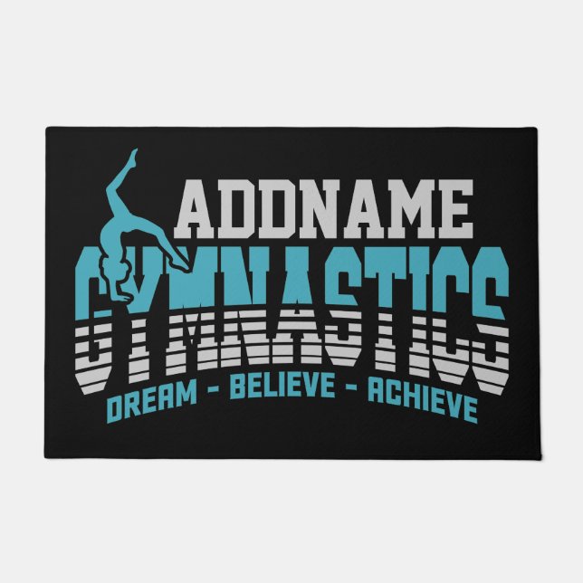 Gymnast ADD NAME Gymnastics Team Backbend Kickover Doormat (Front)