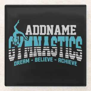 Gymnast ADD NAME Gymnastics Team Backbend Kickover Glass Coaster