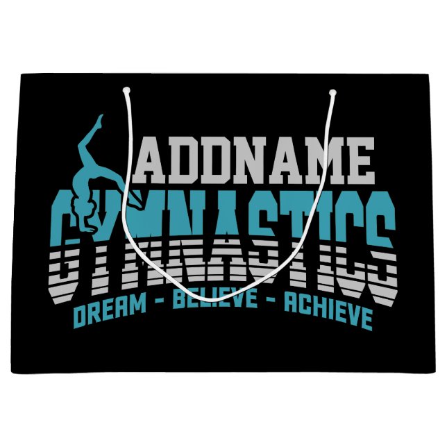 Gymnast ADD NAME Gymnastics Team Backbend Kickover Large Gift Bag (Front)
