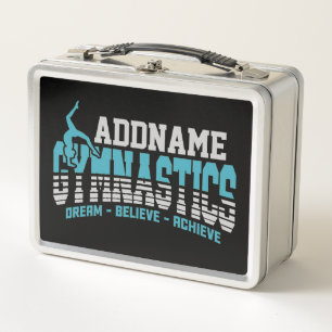 Gymnast ADD NAME Gymnastics Team Backbend Kickover Metal Lunch Box