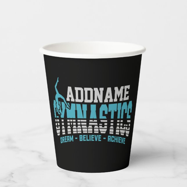 Gymnast ADD NAME Gymnastics Team Backbend Kickover Paper Cups (Front)