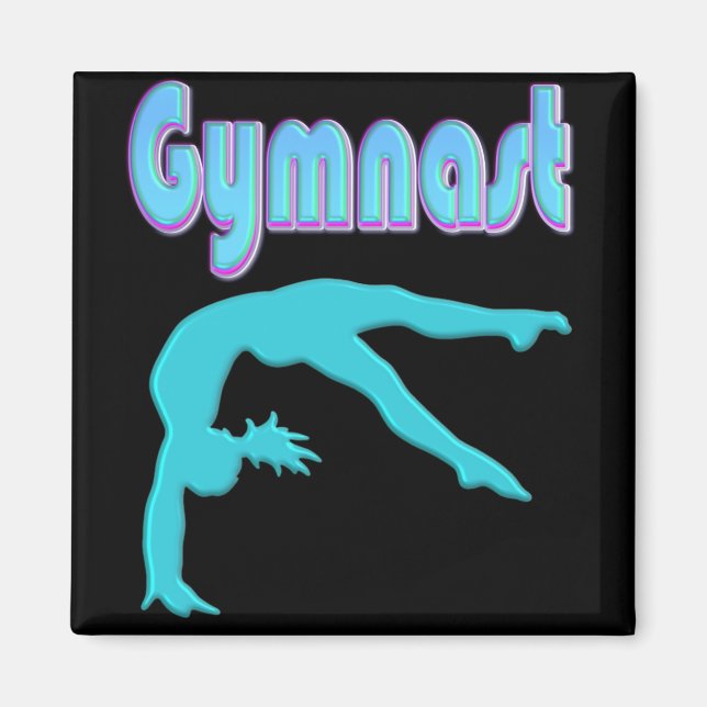 Gymnast Back Handspring Step Out Teal Magnet (Front)