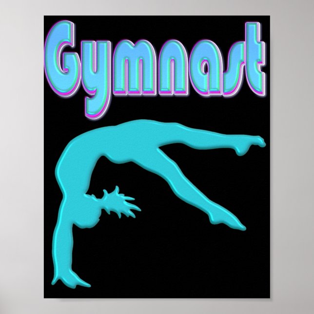 Gymnast Back Handspring Step Out Teal Poster (Front)