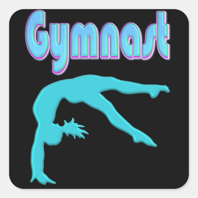 Gymnast Back Handspring Step Out Teal Square Sticker (Front)
