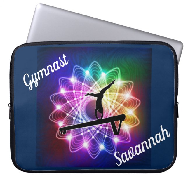 Gymnast Balance Beam Laptop Sleeve Custom Name (Front)