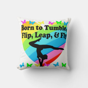GYMNAST BORN TO TUMBLE AND FLY DESIGN THROW PILLOW