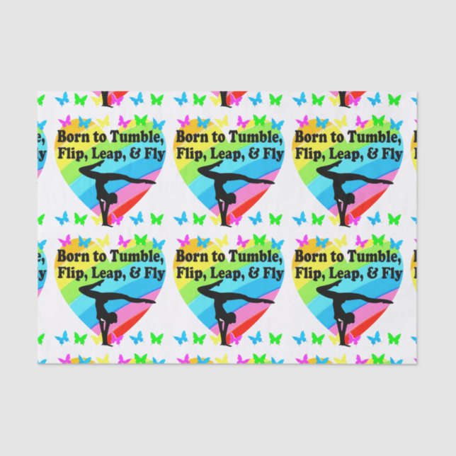 GYMNAST BORN TO TUMBLE AND FLY DESIGN TISSUE PAPER (Front)