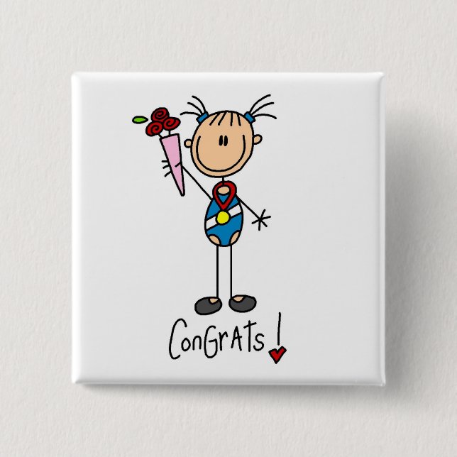 Gymnast Champion 2 Inch Square Button (Front)