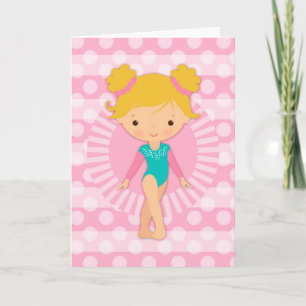Gymnast - Cute Gymnastics Pink Aqua Blonde Card