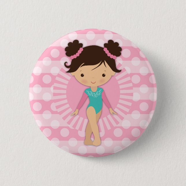 Gymnast - Cute Gymnastics Pink Turquoise 2 Inch Round Button (Front)