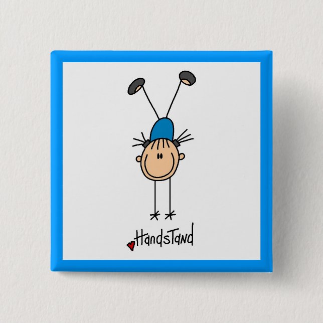 Gymnast Doing Handstands 2 Inch Square Button (Front)