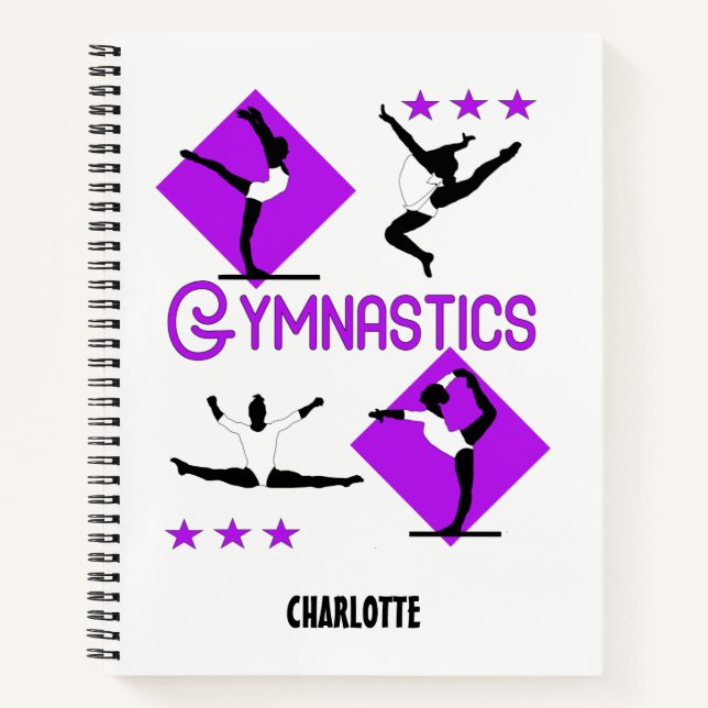 Gymnast Figures Cute Girls Gymnastics Personalized Notebook (Front)