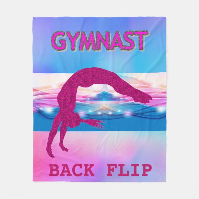 GYMNAST FLEECE BLANKET DOING BACK FLIP. (Front)
