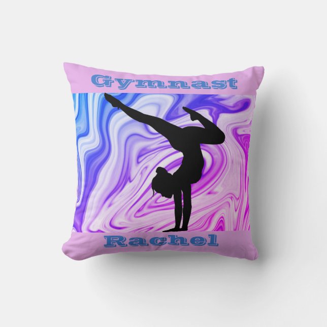 Gymnast Floor Beam Vault Bars Custom Purple Blue Throw Pillow (Front)