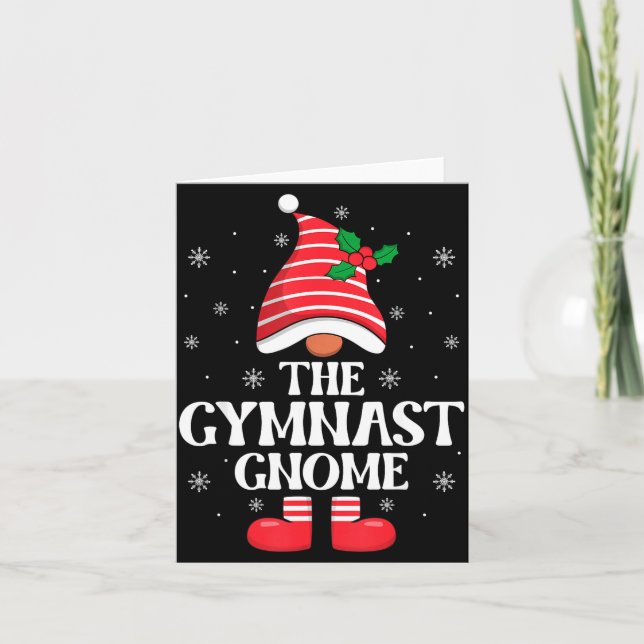 Gymnast Gnome Christmas Family Matching Group Funn Card (Front)