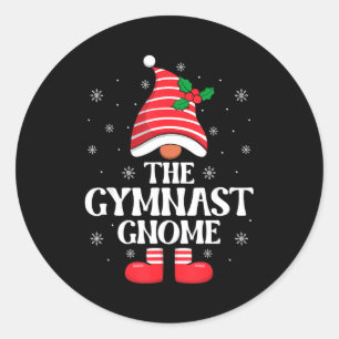 Gymnast Gnome Christmas Family Matching Group Funn Classic Round Sticker