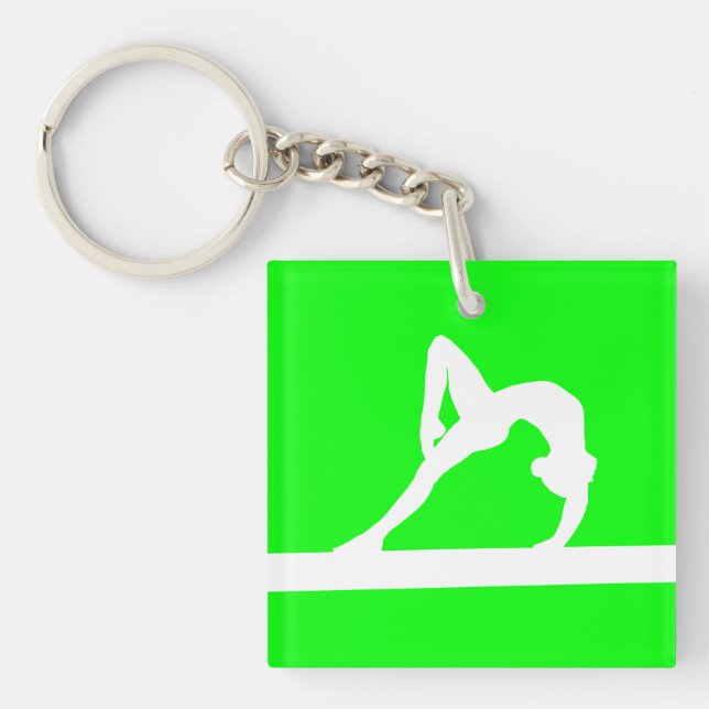 Gymnast Keychain w/Name Green (Front)