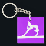 Gymnast Keychain w/Name Purple<br><div class="desc">Keychain with a silhouette of a female gymnast in action. Customize the back with a name and/or year for that personal touch.  Available in different colours and on other products at my store.</div>