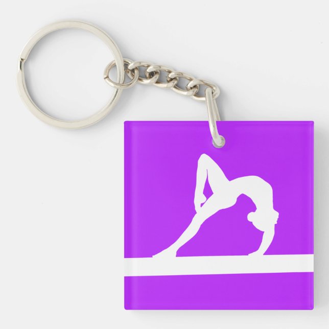 Gymnast Keychain w/Name Purple (Front)