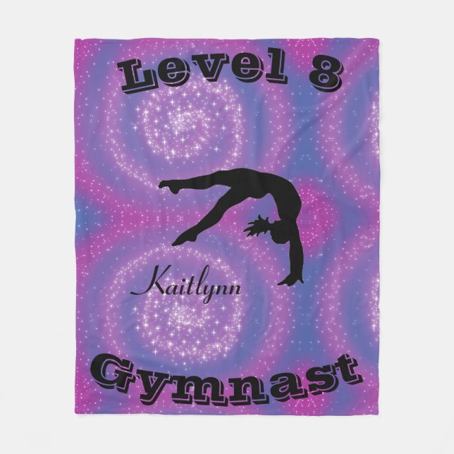 Gymnast Level Fleece Blanket w/ Her Level # & Name (Front)
