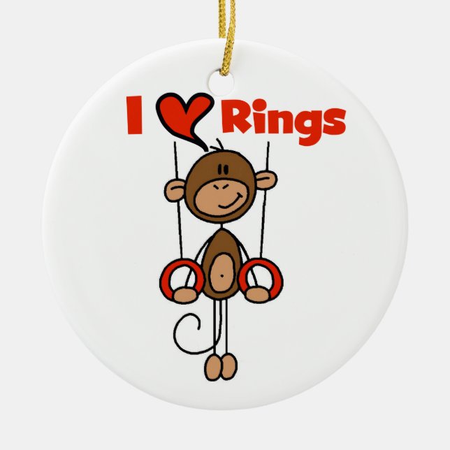 Gymnast Loves Rings Ceramic Ornament (Front)