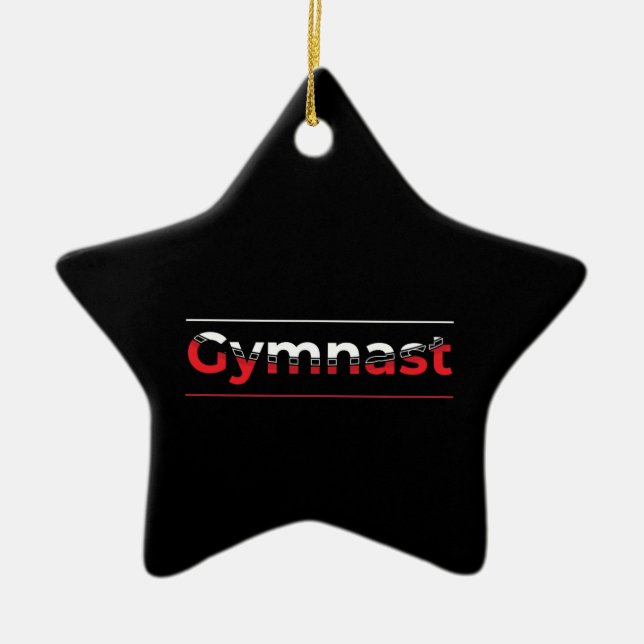 Gymnast - Minimalist Modern Gymnastics Word Ceramic Ornament (Front)