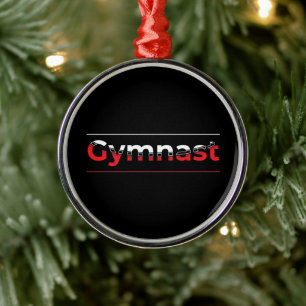 Gymnast - Minimalist Modern Gymnastics Word Metal Ornament